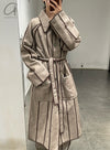 Mutedance 24 Autumn and Winter Lapel Flower Dye Belt Coat MD-MD24FW38-GRAY